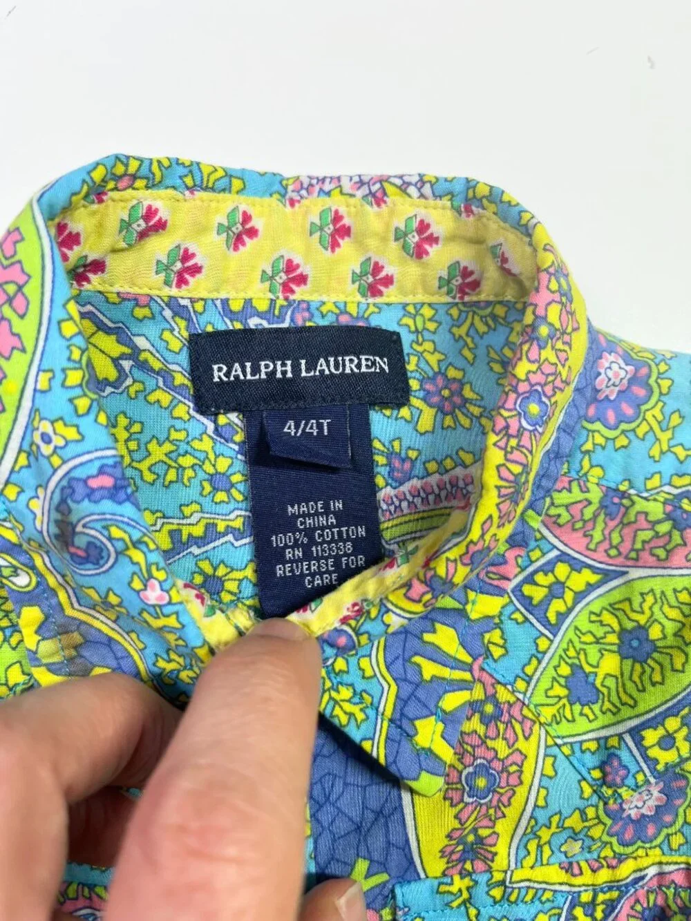 Ralph Lauren Girl's Size 4 / 4T Paisley Pearl Snap Shirt Cotton Long Sleeve